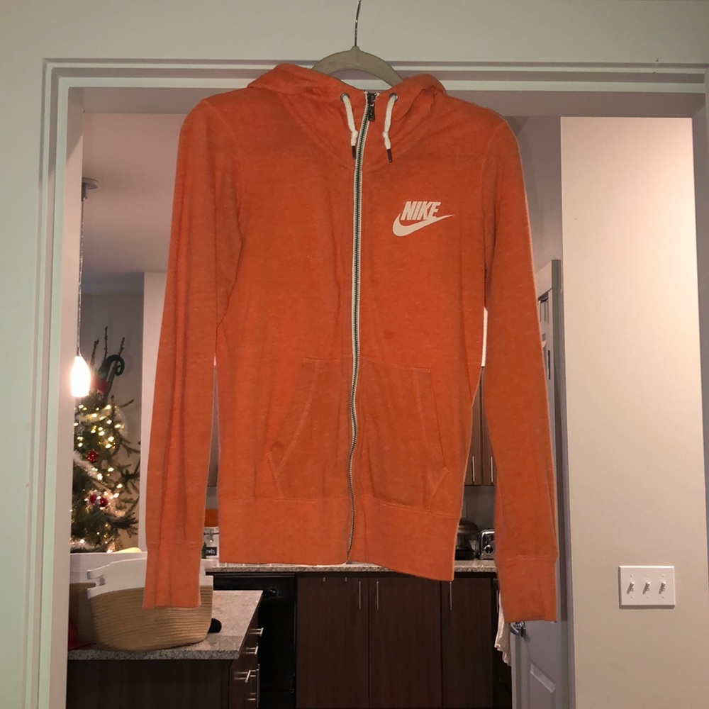Orange Nike zip up hoodie